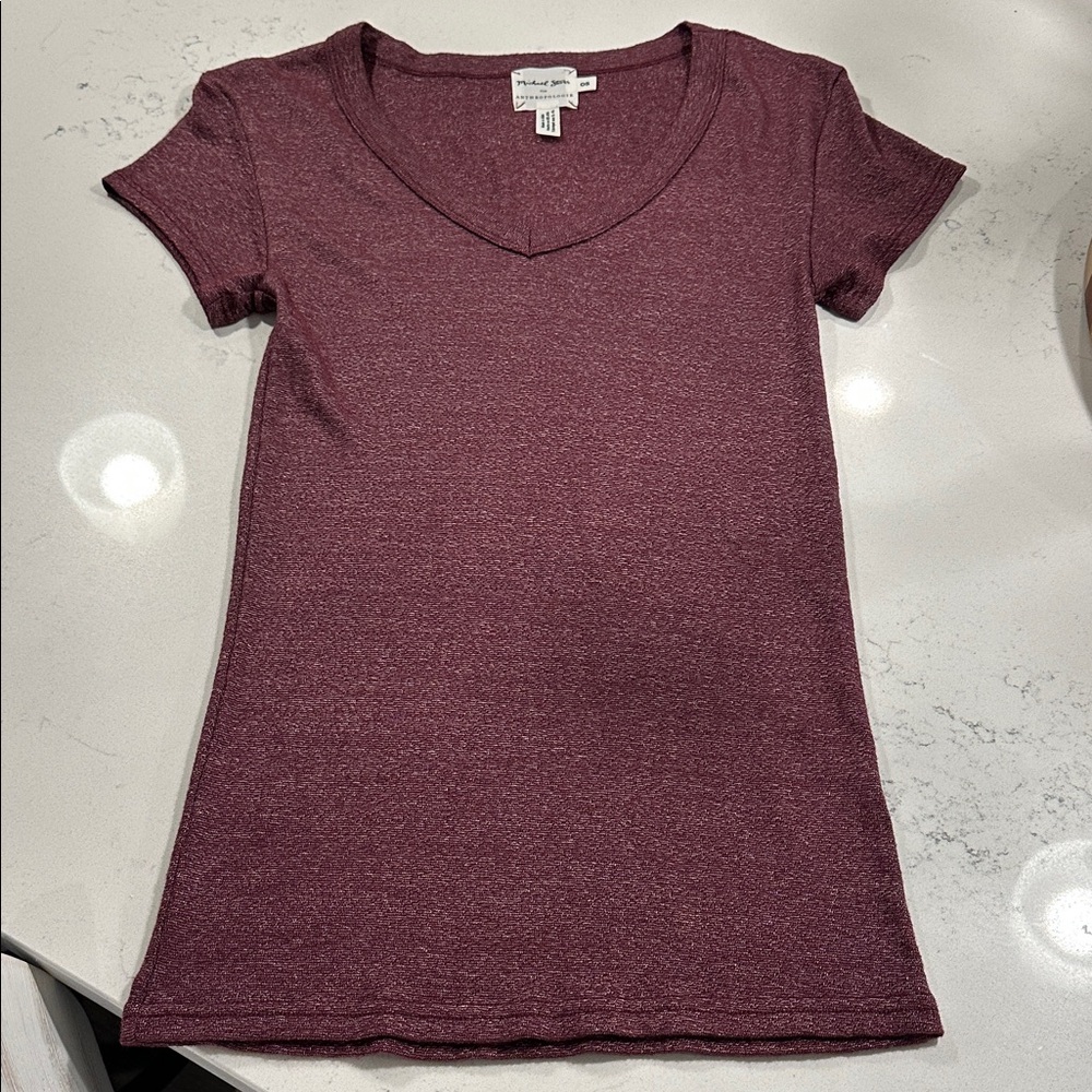 Michael Stars Burgundy V-Neck Tee